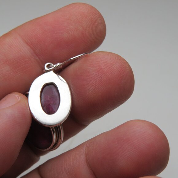 *925 Sterling Silver Genuine Ruby Earring Studs - Picture 5 of 5